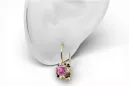 Yellow 14k gold 585 Amethyst earrings vec035y-am Russian Soviet USSR Vintage Art Deco style