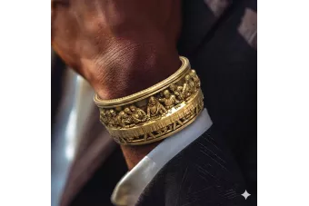 Yellow Unique 14k gold The Last Supper Jesus bracelet cb198y