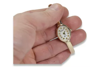 Italienische gelbe Damenuhr Geneve aus 14 Karat 585er Gold Lady Gift lw014y