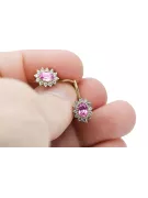 Yellow 14k gold Amethyst Princess earrings cec026y Russian Soviet Vintage craft Art Deco style