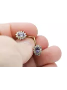 Yellow 14k gold 585 Alexandrite Princess earrings cec026y Russian Soviet  Vintage Jewelry Art Deco style