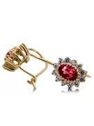 Yellow 14k gold 585 Ruby earrings cec026y-rb Russian Soviet USSR Vintage Art Deco style