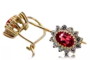 Yellow 14k gold 585 Ruby earrings cec026y-rb Russian Soviet USSR Vintage Art Deco style