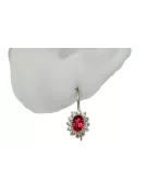 Yellow 14k gold 585 Ruby earrings cec026y-rb Russian Soviet USSR Vintage Art Deco style