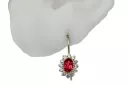 Aur galben 14K 585 Ruby cercei cec026y-rb Rusesc Sovietic URSS Vintage Art Deco style