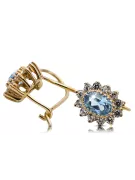 14 كارت من الذهب الأصفر 585 Aquamarine أقراط cec026y-aq روسي سوفيتي الاتحاد السوفيتي مجوهرات فينتاج آرت ديكو style Art Deco