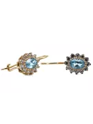 14 كارت من الذهب الأصفر 585 Aquamarine أقراط cec026y-aq روسي سوفيتي الاتحاد السوفيتي مجوهرات فينتاج آرت ديكو style Art Deco