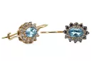 Yellow 14k gold 585 Aquamarine earrings cec026y-aq Russian Soviet USSR Vintage Art Deco style