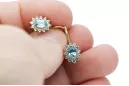 14k žluté zlato 585 Aquamarine náušnice cec026y-aq Russian Soviet USSR Vintage style Art Deco style