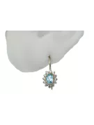 Yellow 14k gold 585 Aquamarine earrings cec026y-aq Russian Soviet USSR Vintage Art Deco style