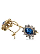 Yellow 14k gold 585 Sapphire earrings cec026y-sp Russian Soviet USSR Vintage style Art Deco style