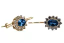 Yellow 14k gold 585 Sapphire earrings cec026y-sp Russian Soviet USSR Vintage style Art Deco style