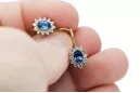 Yellow 14k gold 585 Sapphire earrings cec026y-sp Russian Soviet USSR Vintage style Art Deco style
