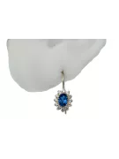 14k geltonas auksas 585 Sapphire auskarai cec026y-sp Rusų Tarybinis TSRS Vintažiniai amatai Art Deco style Rusiški vintažo papuo