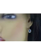 14k geltonas auksas 585 Sapphire auskarai cec026y-sp Rusų Tarybinis TSRS Vintažiniai amatai Art Deco style Rusiški vintažo papuo