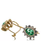 Yellow 14k gold 585 Emerald earrings cec026y-em Russian Soviet USSR Vintage craft Art Deco style