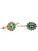 14К жовте золото 585 Emerald Сережки cec026y-em Російський Радянський СРСР Вінтаж стиль Ар-деко style Art Deco