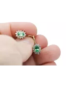 Yellow 14k gold 585 Emerald earrings cec026y-em Russian Soviet USSR Vintage craft Art Deco style