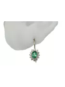 Yellow 14k gold 585 Emerald earrings cec026y-em Russian Soviet USSR Vintage craft Art Deco style
