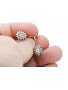 Yellow 14k gold 585 Zircon earrings cec026y-zi Russian Soviet USSR Vintage Jewelry Art Deco style