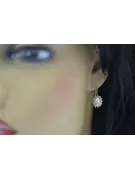 Yellow 14k gold 585 Zircon earrings cec026y-zi Russian Soviet USSR Vintage Jewelry Art Deco style