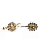 14K жълто злато 585 Yellow Peridot Обеци cec026y-yp Руски Съветски СССР Винтидж стил Ар-деко style Art Deco