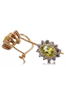 Yellow 14k gold 585 Yellow Peridot earrings cec026y-yp Russian Soviet USSR Vintage Art Deco style