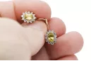 14K жълто злато 585 Yellow Peridot Обеци cec026y-yp Руски Съветски СССР Винтидж стил Ар-деко style Art Deco