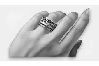 Ruská sovětská růže růžová 14k 585 Zlatý vinobraní prsten VRN001