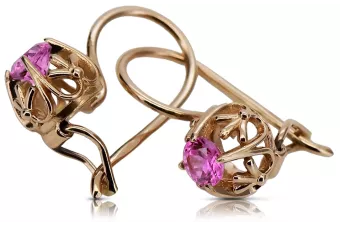 Vintage kolczyki z 14k 585 różowego złota z ametystem vec145