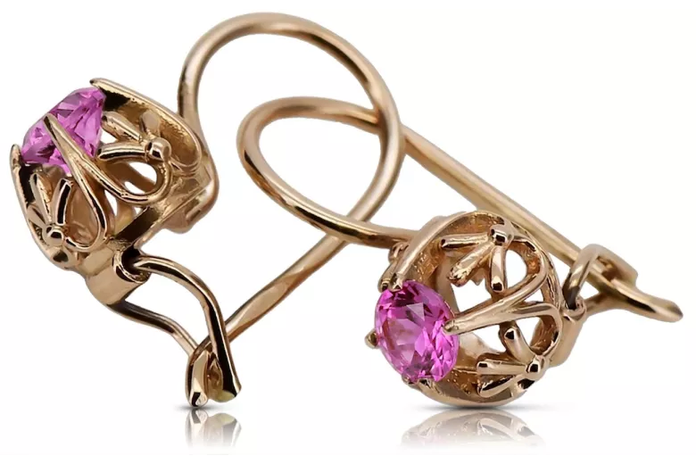 Vintage earrings made of 14k 585 rose gold with Amethyst vec145