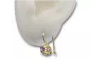 Oro amarillo de 14 quilates 585 Amethyst pendientes vec145y-am Ruso Soviético URSS Estilo vintage Art Deco style