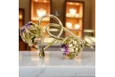 Yellow 14k gold 585 Amethyst earrings vec145y-am Russian Soviet USSR Vintage craft Art Deco style