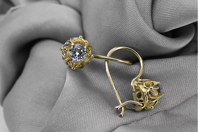 14 Karat Gelbgold 585 Alexandrite ohrringe vec145y-ax Russisch Sowjetisch UdSSR Vintage Handwerk Art Deco style