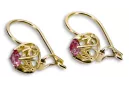 Oro amarillo de 14 quilates 585 Ruby pendientes vec145y-rb Ruso Soviético URSS Vintage Art Deco style