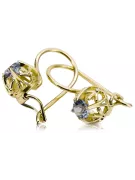 14k κίτρινο χρυσό 585 Aquamarine Σκουλαρίκια vec145y-aq Russian Soviet USSR Vintage Art Deco style