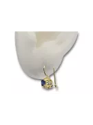 Yellow 14k gold 585 Sapphire earrings vec145y-sp Russian Soviet USSR Vintage Jewelry Art Deco style