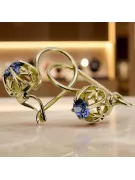 14-ка/желтое золото 585 Sapphire Серьги vec145y-sp Русский Советский СССР Винтаж Ар-деко style Art Deco