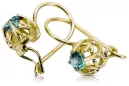 14 Karat Gelbgold 585 Emerald ohrringe vec145y-em Russisch Sowjetisch UdSSR Vintage Stil Art Deco style