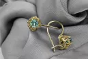 14k žluté zlato 585 Emerald náušnice vec145y-em Russian Soviet USSR Vintage craft Art Deco style