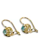 14k žlté zlato 585 Emerald náušnice vec145y-em Russian Soviet USSR Vintage craft Art Deco style
