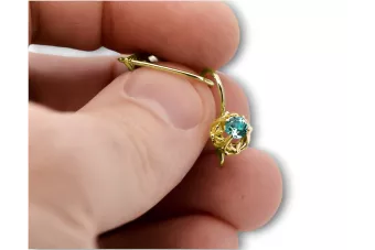 14k κίτρινο χρυσό 585 Emerald Σκουλαρίκια vec145y-em Russian Soviet USSR Vintage craft Art Deco style