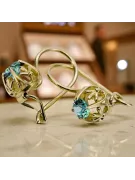 Oro amarillo de 14 quilates 585 Emerald pendientes vec145y-em Ruso Soviético URSS Joyería vintage Art Deco style