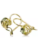 Aur galben 14K 585 Yellow Peridot cercei vec145y-yp Rusesc Sovietic URSS Stil Vintage Art Deco style