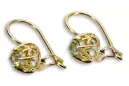 Or jaune 14 carats 585 Yellow Peridot des boucles d'oreilles vec145y-yp Russe Soviétique URSS Artisanat vintage Art Deco style