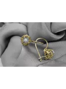 14К жовте золото 585 Zircon Сережки vec145y-zi Російський Радянський СРСР Вінтаж Ар-деко style Art Deco