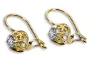 14k žlté zlato 585 Zircon náušnice vec145y-zi Russian Soviet USSR Vintage Jewlery Art Deco style