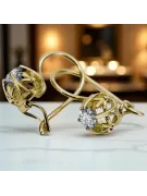 Yellow 14k gold 585 Zircon earrings vec145y-zi Russian Soviet USSR Vintage Jewelry Art Deco style