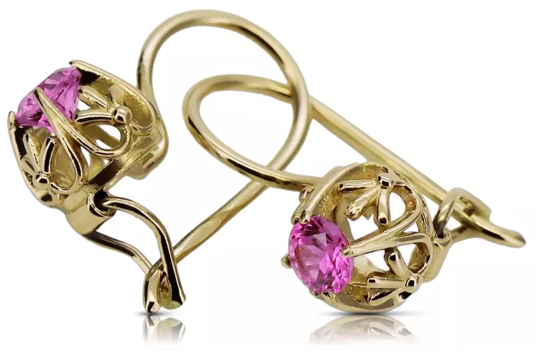 14-ка/желтое золото 585 Amethyst Серьги vec145y-am Русский Советский СССР Винтаж украшения Ар-деко style Art Deco