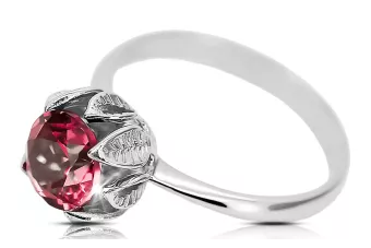 Стерлингово сребро 925 Ruby Пръстен Винтидж крафт vrc051s-rb Art Deco Съветски винтидж стил бижута Ар-деко
